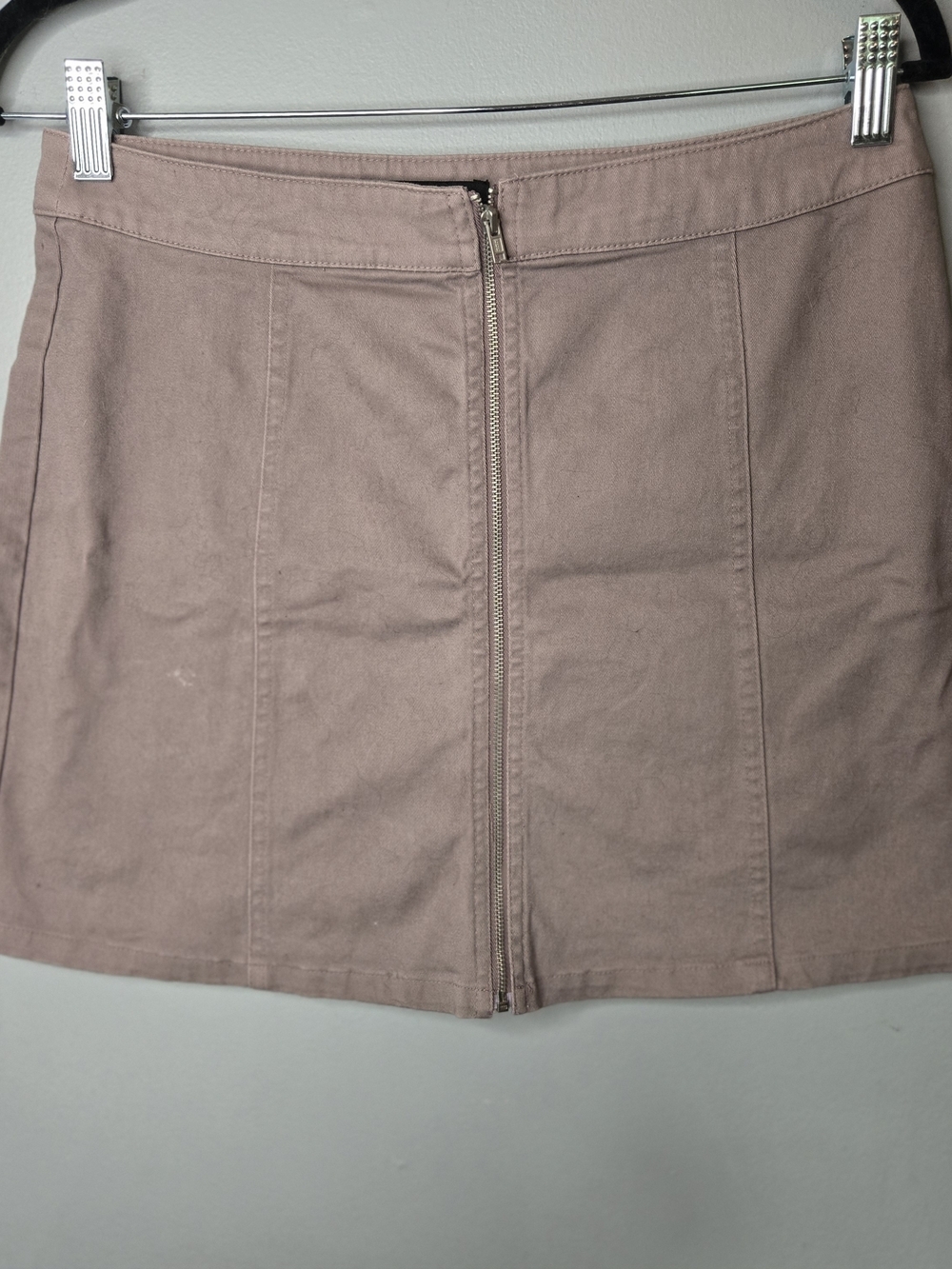 Dusty Blush Pink Front Zip Cotton Mini Skirt Size Medium Mauve